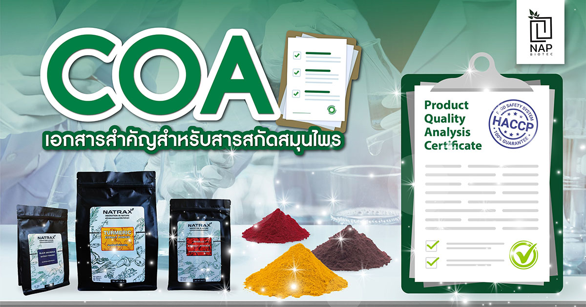 COA เอกสารสำคัญสำหรับสารสกัดสมุนไพร